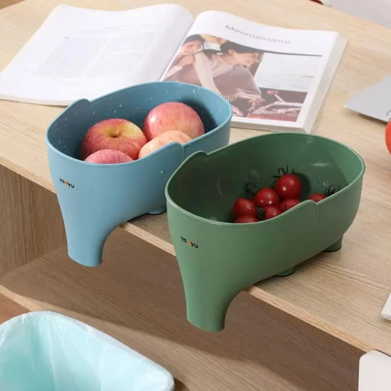 Elephant Drain Basket Multi-Purpose Kitchen Storage Drain Basket Household Fruit and Vegetable Basket Plastic Drain Basket