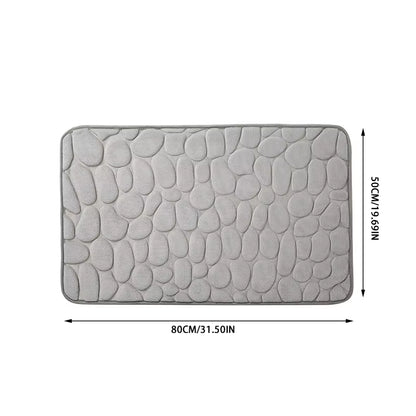 1 Embossed Pebble Bath Rug, Memory Foam Absorbent Floor Mat, Non-Slip Door Rug, Indoor Floor Mat, Bathroom Accessories