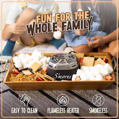 Indoor Electric Smores Maker Smores Kit with 2 Marshmallows Roasting Forks, Brown